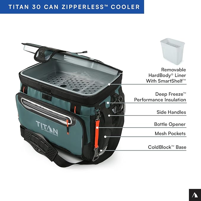Titan by Arctic Zone 30 Can Zipperless Soft Cooler with HardBody Liner