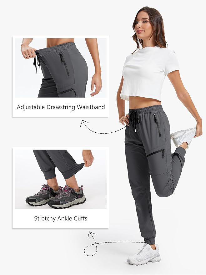 Womens Tall Hiking Pants 30/32/34 Inseam Lightweight Joggers Quick Dry 4 Pockets Travel Athletic Cargo UPF50+