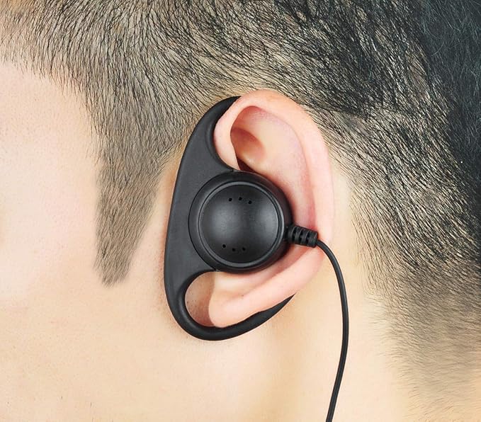 D-Ring 2 Pin Walkie Talkie Earpiece/Headset with Mic Compatible with Retevis RT21 RT22 Baofeng UV-5R Two Way Radio (Kenwood)