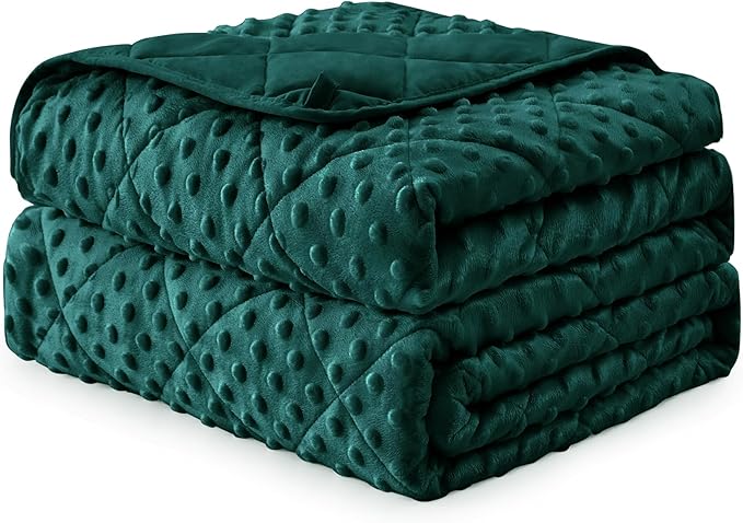 Weighted Blanket for Adults (20lbs, 48"x72" Twin Size) - Breathable Minky Heavy Blanket for 130-220lbs with Premium Glass Beads - Soft Thick Blanket for All-Season Sleeping Comfort - Green