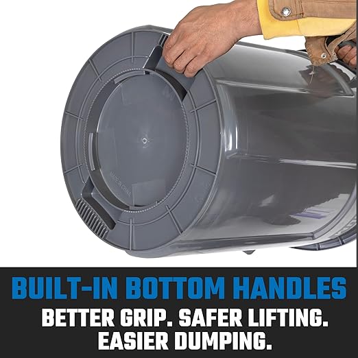 Magnum Gray 32 Gallon Trash Can Set (Trash Can, Quiet Dolly, and Reinforced Lid), Construction Grade, Jobsite Ready, Non-Marking Wheels & Casters for Rolling Garbage CMTC-CLD0-32G04 (4 Set)
