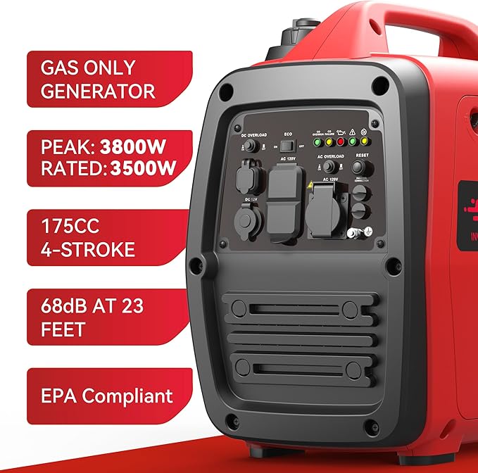 4500W Portable Generator Super Quiet Inverter Generator Ultra Lightweight for Home Backup Outdoor Camping, RV Ready Parallel Capable, Long Run Time, CO Sensor Protect, EPA, ECO Mode