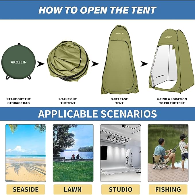 AKOZLIN Portable Pop Up Shower Tent Instant Privacy Dressing Changing Tent Outdoor Shower Room Camp Toilet Tent
