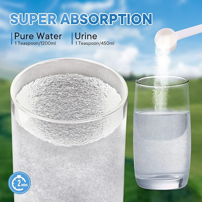 1.1LB Urine Super Absorbent with Spoon, Toilet Gel Powder for Portable Bedpans, Eco Gel Camping Toilet Chemicals, Sodium Polyacrylate Solidifier for Pet Loo, Urinal Deodorizer - by Qucship