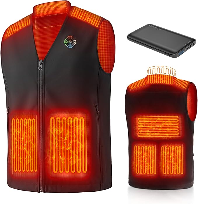 Heated Vest For Men with Battery Pack, Electric Heated Jacket, Smart Controller with Light-Out Design