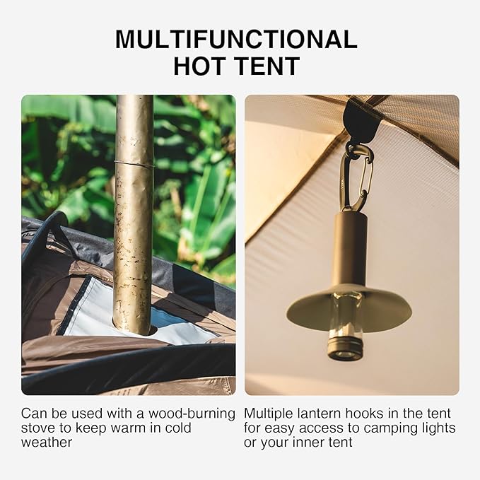 OneTigris Tower M Dome Tent, Waterproof Windproof 4 Person Tent with Stove Jack for Camping, Hiking, Hunting, Bushcraft, Winter, Car Trips