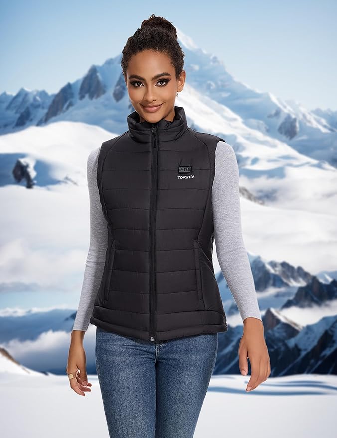 Heated Vest for Women with 16000mAh 7.4V Battery, Lightweight Quilted Electric Vest, Water-Resistant Warming Vests