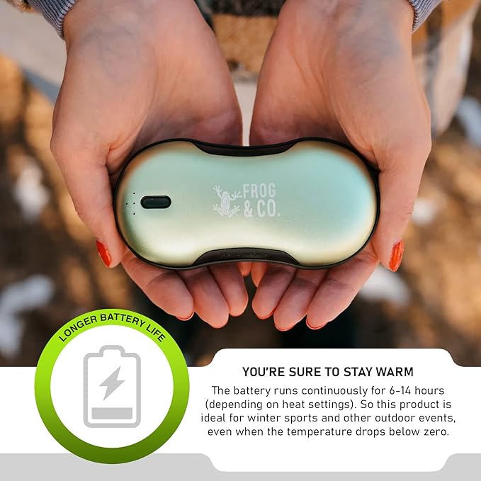 Survival Frog QuickHeat PRO Rechargeable Hand Warmer with Portable Power Bank - Premium Quality Electric Hand Warmer - Reusable Hand Warmers - USB Heater for Hands with Storage Bag and Lanyard
