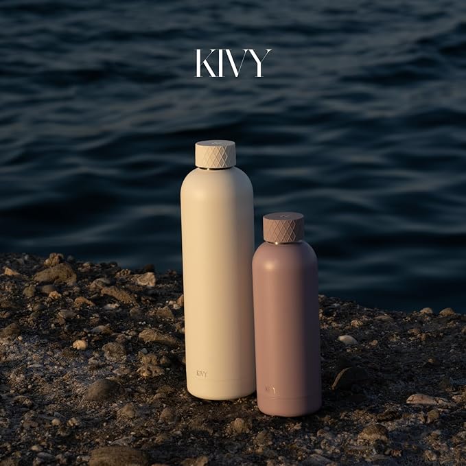 KIVY 32oz Stainless Steel Insulated Water Bottle - Leak Proof, Keeps Cold Up to 24 Hours, Hot Up to 18 Hours - 1 Liter Capacity, Premium Insulation, Leakproof Lid