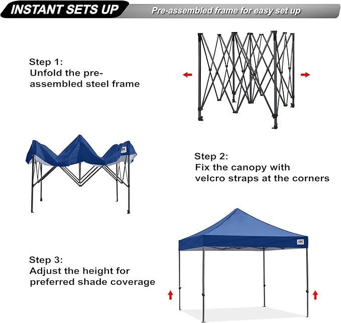 ABCCANOPY Patio Pop Up Canopy Tent 10x10 Commercial-Series (Navy Blue)