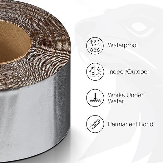 Silver RV Roof Sealant Tape, 2" x 50' Waterproof Repair Seal Tape – Extra Thick, UV-Resistant, Weatherproof Patch for Permanent Leak Sealing on RVs, Trailers, and Mobile Homes