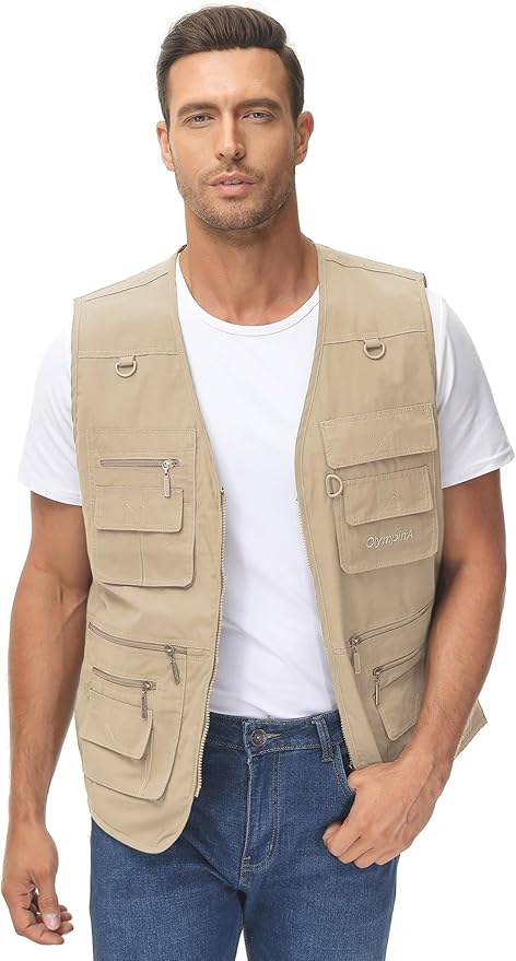 Lentta Men's Fishing Vest Summer Outdoor Lightweight Work Photo Vest 16 Pockets
