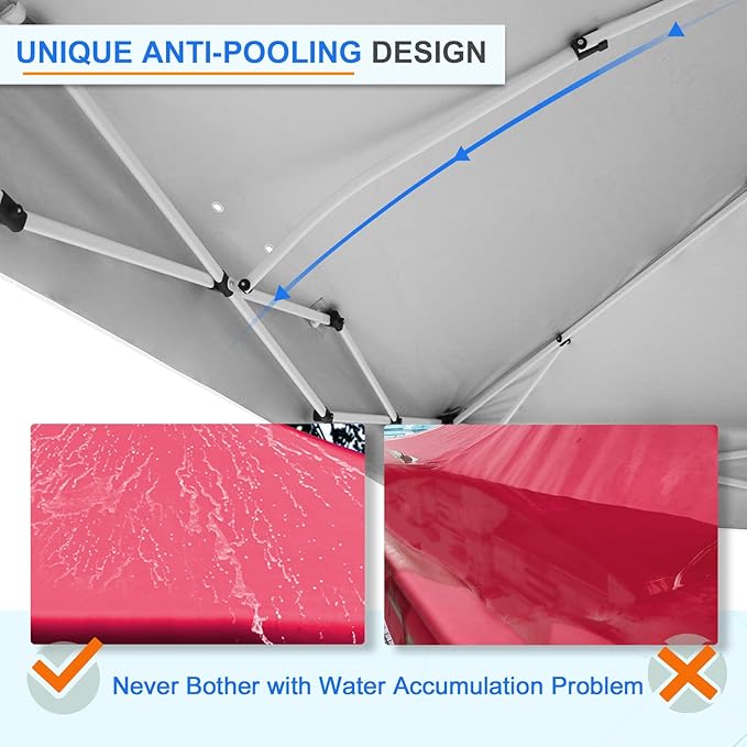 EAGLE PEAK Pop Up Canopy Tent with 1 Sidewall, Easy Setup Event Tent, Outdoor Sun Shade, Wheeled Carry Bag, Stakes and Guy Ropes, Instant Canopy 12x12, Red