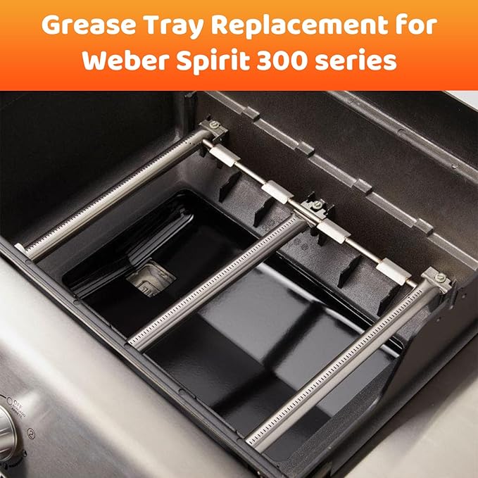 Uniflasy 69804 Grease Tray with 67047 Catch Pan for Weber Spirit 300 Series Gas Grills,Spirit E310 E320 E330 S310 S320 S330 Grills,Drip Tray with 10 Pack Aluminum Foil Liner,Replace Weber 69804 67047