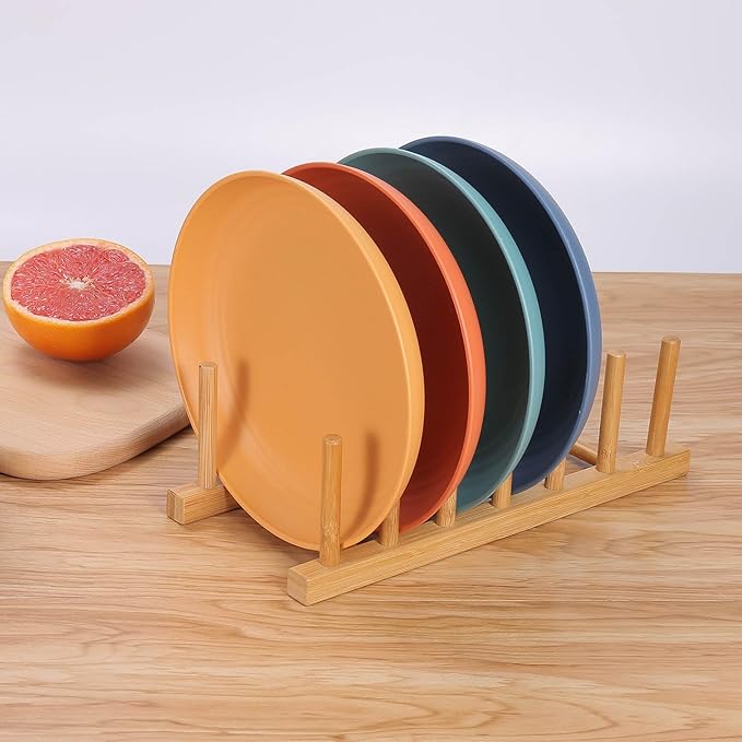 LuckyZone 8.8 Inches Unbreakable Wheat Straw Plates - Reusable Plate Dinner Set - Dishwasher & Microwave Safe - Healthy, BPA Free & Eco-Friendly (8.8 Inches/4 Color_H)