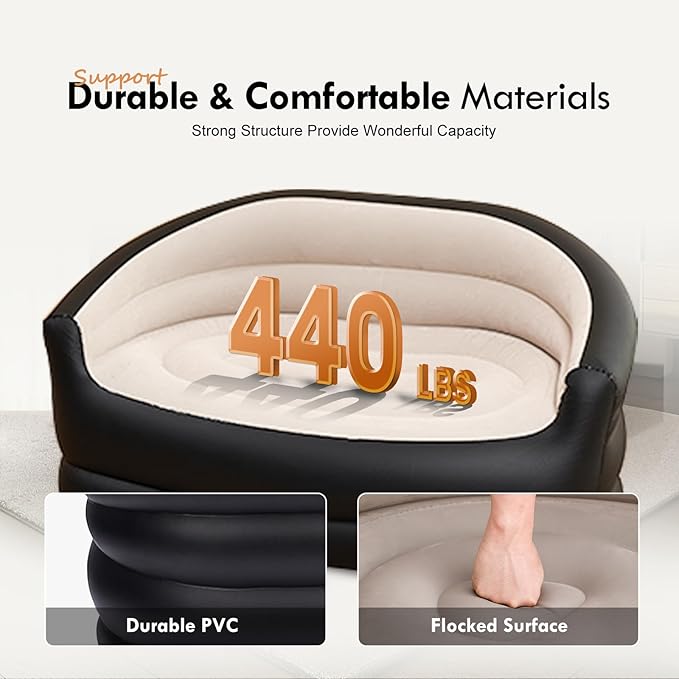 DIMAR GARDEN Inflatable Couch Outdoor Air Sofa,Blow Up Couches for Camping, Double Size