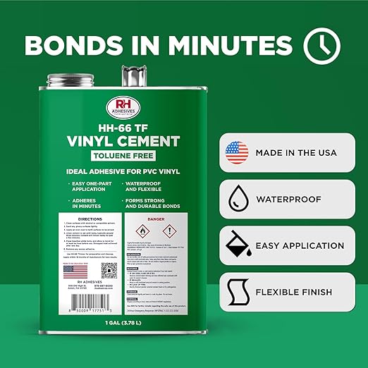 HH-66 Toluene Free Vinyl Cement, 1 Gal. can - Vinyl Adhesive, Cement Glue, Repair Glue, Inflatables, Pool Liner, Tarps, Tents, Awnings, Mats, Covers, Waterproof, High Strength, RH Adhesives