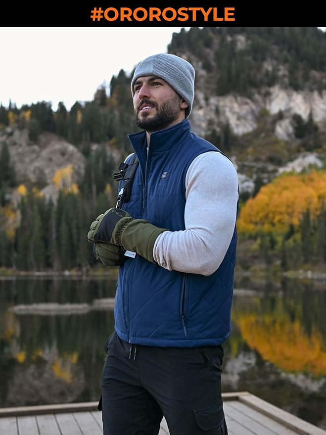 ORORO Men's Heated Quilted Vest with Battery Pack, Lightweight Quilted Heating Vest (Charger Not Included)