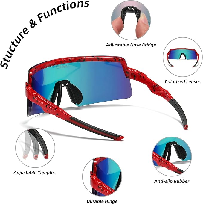 OMEKOL Two Sizes For Adults and Youth Polarized Sunglasses Men Women Outdoor Sport Baseball Glasses UV400 Cycling Eyewear