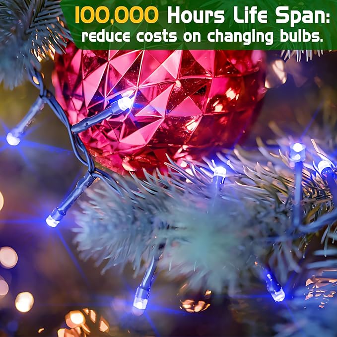 XURISEN 551FT Christmas Lights, 1400 LED Super Long String Lights 8 Modes & Memory Timer Plug in Twinkle Fairy Lights Decor for Home Xmas Party Wedding
