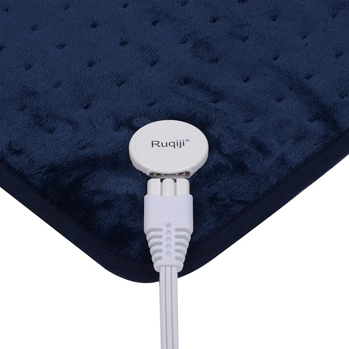 Ruqiji 17''x33'' XXXL King Size Heating Pad with 120 Minutes Auto Shut Off&6 Temperature Settings, Flannel Electric Heating Pad/Pain Relief for Back/Neck/Shoulders/Menstrual Pain/Leg Cramp (Dark Blue)