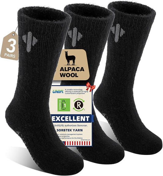Alpaca Socks for Men and Women, Heavyweight Thermal Thick Warm Alpaca Wool Boot Sock for Hunting, Hiking, Moisture Wicking