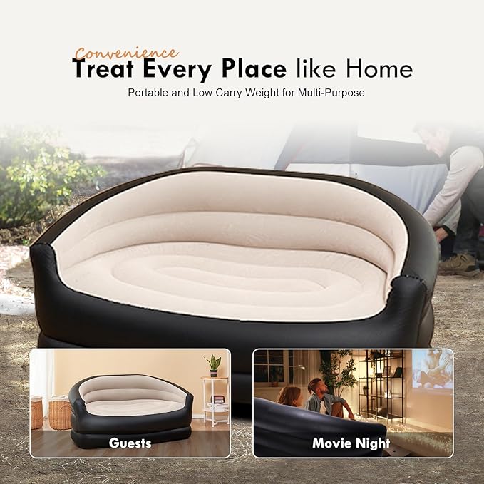 DIMAR GARDEN Inflatable Couch Outdoor Air Sofa,Blow Up Couches for Camping, Double Size