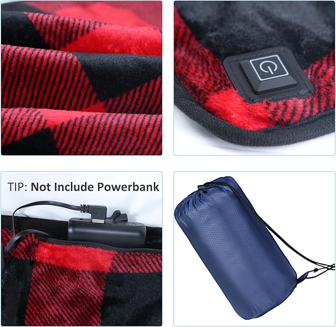 tuphen Heated Sleeping Bag Pad - 3 Adjustable Temperature Levels with 5 Heating Zones, Electric Sleeping Bag Liner Heater for Cold Weather Camping Backpacking or Hiking, Multi USB Power Supported