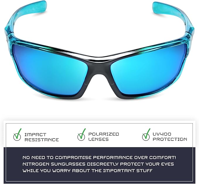 Nitrogen Polarized Wrap Around Sport Sunglasses for Men Women UV400 Driving Fishing Running Sun Glasses