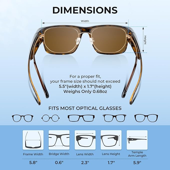 KastKing Molino Fit-Over Polarized Sunglasses,UV400 Protection Ultralight Wraparound Fishing Sports Sunglasses, TAC Lenses