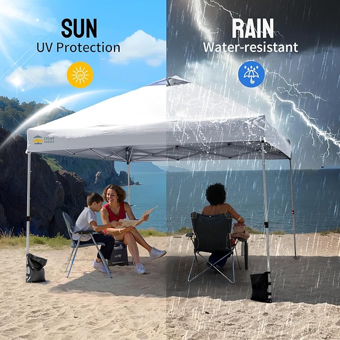 CROWN SHADES 10x10 Canopy Replacement Top - Only Compatible with Crown Shades RM100H Series, Silver Coated with Air Vent, White (Top Only)