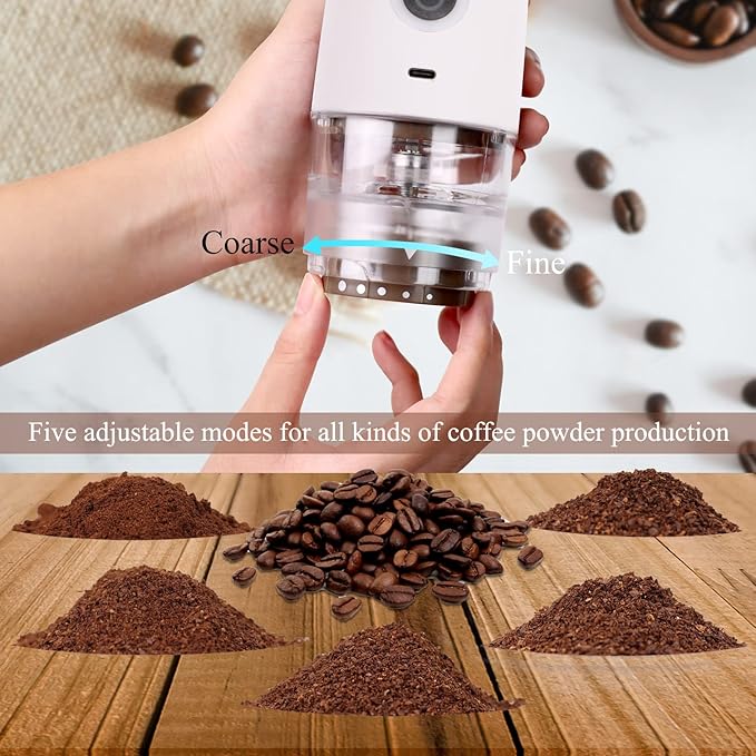 Mulli Update Portable Burr Coffee Grinder,Electric/Manual 2-in-1 Cafe Grind, Adjustable Burr Mill with 5 Precise Grind Setting for Drip/Espresso/PourOver