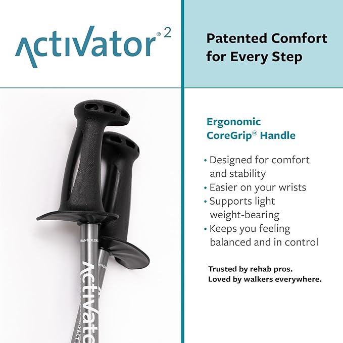 Urban Poling ACTIVATOR® 2 Walking Poles – 1 Pair – CoreGrip™ for Stability, Weight-Bearing, Recovery & Core Strength – Adjustable, Collapsible, Lightweight, Compact & Ideal for Travel or 6FT+ Users