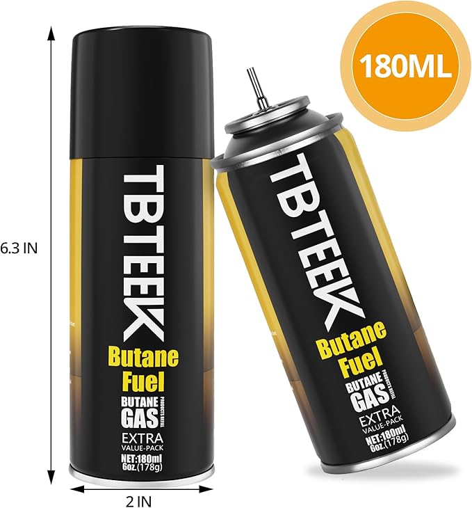 TBTeek Torch Lighter with Butane Included, T907 Butane Torch with 180ml Fuel Refill, Refiilable Kitchen Torch Lighter with Adjustable Flame for BBQ, Brulee Creme, Crafts and Soldering (1 Can)