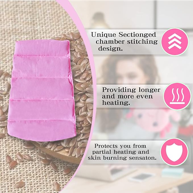 Microwave Heating Pad for Pain Relief, 13" x 10" Microwavable Heating Pads for Cramps, Back Pain, Neck Shoulder, Muscles, Knee, Joints, Natural Heat Pack Moist Heat, Pink Axolotl