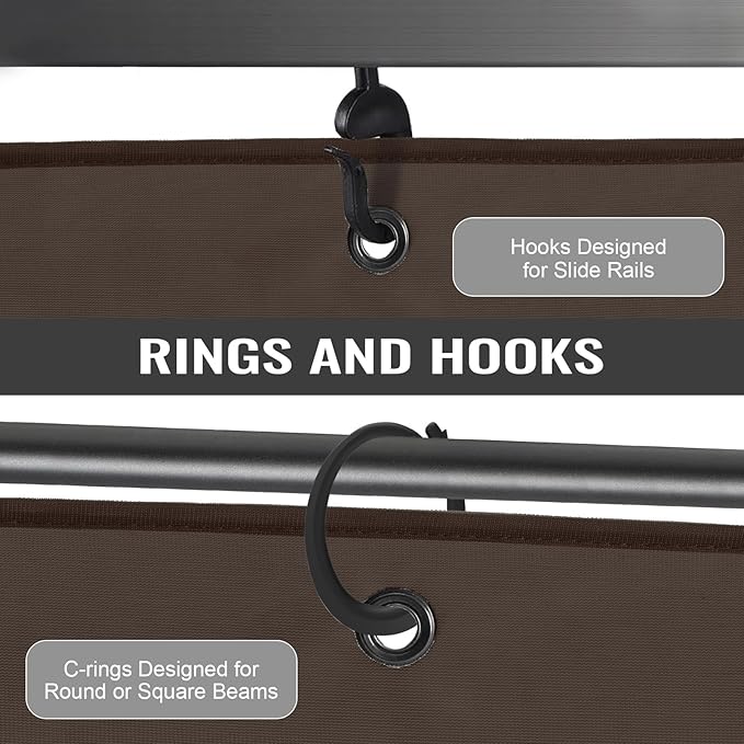 COWVIE 4-Panel 12' x 16' Gazebo Replacement Curtains, Patio Privacy Sidewalls with Double Zipper, Replacement for Outdoor Gazebo Canopy (Curtain Only)