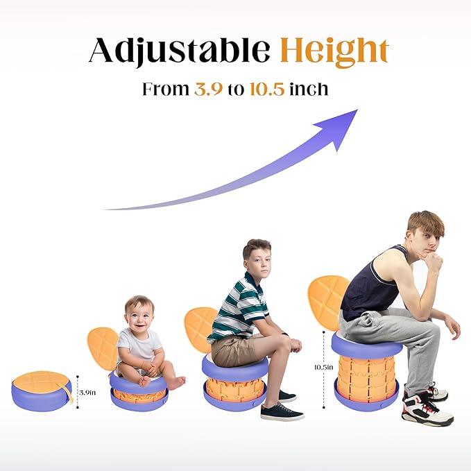 Inmorven Portable Toilet Camping Retractable Potty Adjustable Height Camp Potty for Adults Kids, Foldable Portable Toilet or Camping, Car, Travel, Boat, Beach, Tent and Emergency Use - Yellow