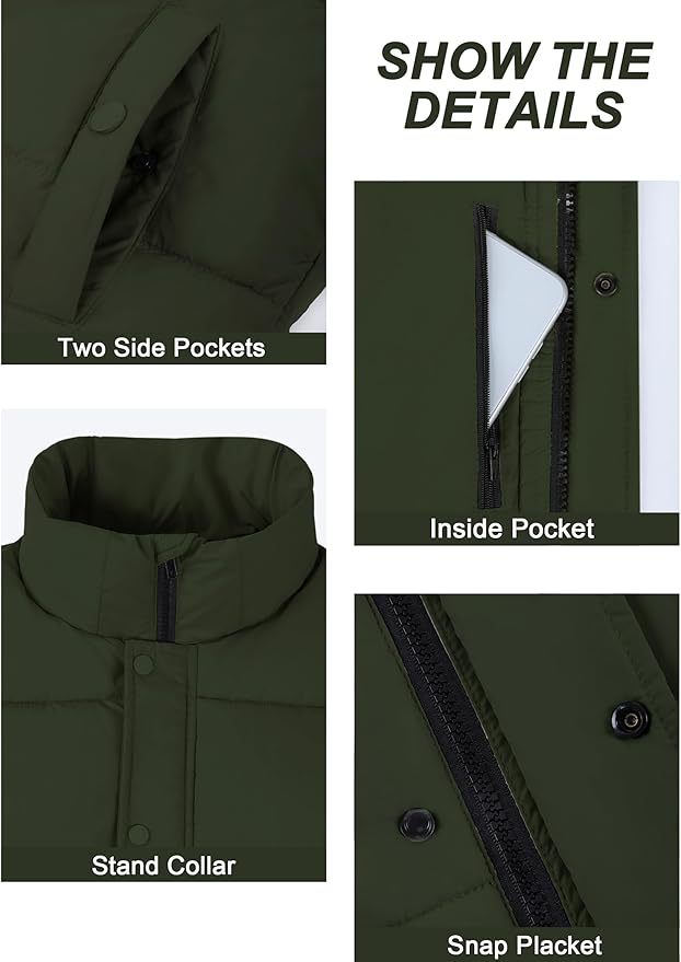 Fengbay Womens Puffer Vest Sleeveless Puffy Cropped Vests Stand Collar Vest Lightweight Bubble Quilted Vests Trendy 2025