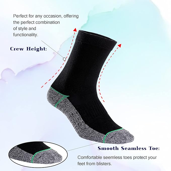 Kodal Copper Infused Crew Socks Business Athletic Moisture Wicking Odor Free Comfortable for All Day Wear (4/5 Pairs)