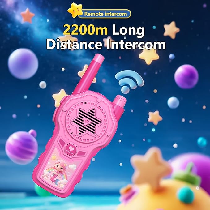 Pink Walkie Talkies for Kids 2 Pack, 2200M Long Range Family Walkie Talkie for Girls Camping Hiking Indoor Outdoor Adventures Birthday Gift(Pink)