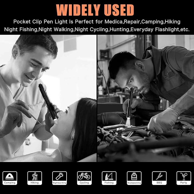 Rechargeable Pen Light, Zoomable Led Penlight Inspector Flashlight Pocket Flashlight with Clip Small Mini Handheld Slim Flashlight 360 Lumens LED for Nurse Medical Repair Engineer Doctor