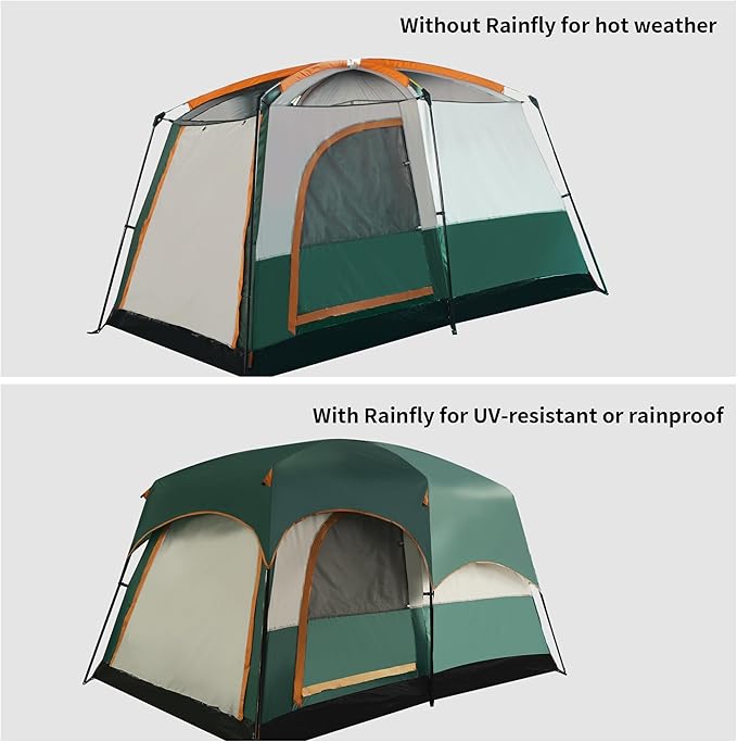 Camping Tent, Easy Setup, 1-2-8-10 Person Waterproof and Portable Tent for Camping Hiking Outdoor