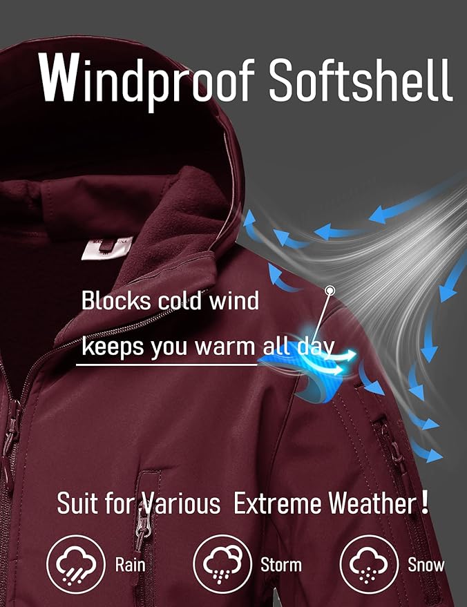 MAGCOMSEN Men's Tactical Jacket 7 Pockets Performance Fleece Lined Water Resistant Ski Snow Soft Shell Winter Coats