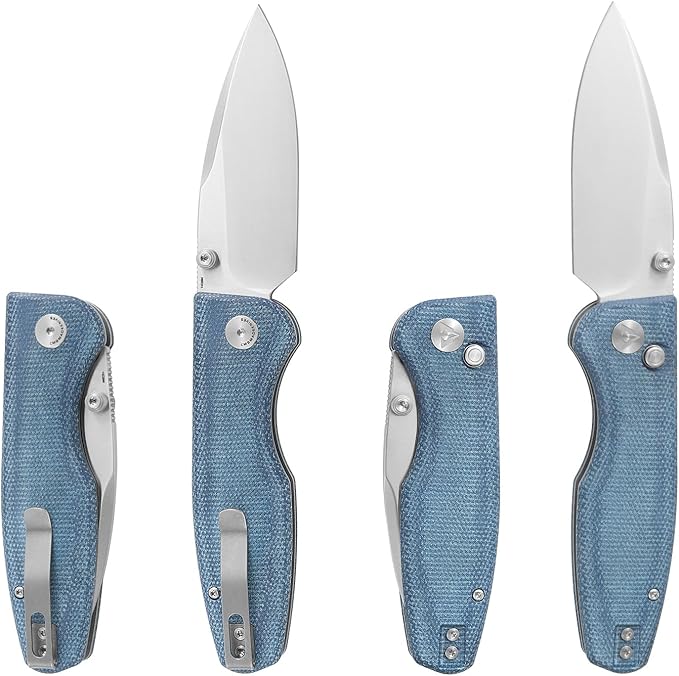 CMB Predator V3 Pocket Folding Knife for EDC with 3.42" Micarta Handle 14C28N Steel Blade Camping Hiking Knife with Pocket Clip for Men Women CMB-19 (CMB-19D)