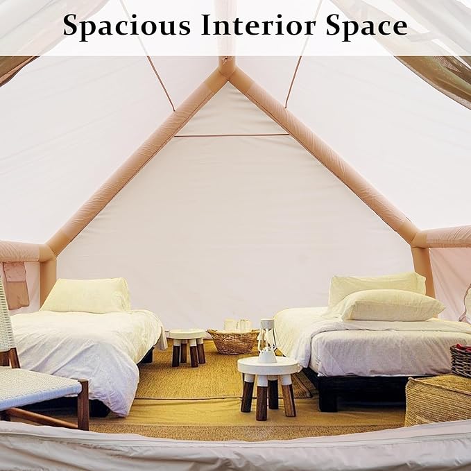 Inflatable Tents for Camping, Portable 4-6 Person Camping Tent with Pump, Easy Setup Waterproof Outdoor Blow Up Tent, 12 Mesh Window, Backpacking Tent for Family Camping Hiking Parties, Double Layer