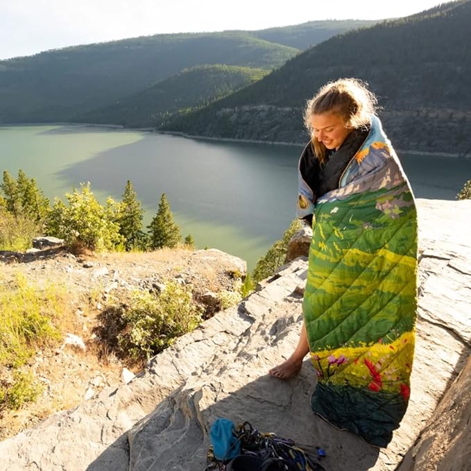 Rumpl Original Puffy Glacier National Park Blanket for Camping and Outdoors, V1, Glacier V1