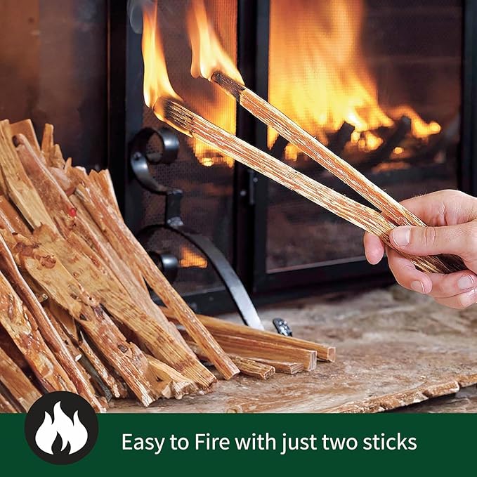 Plow & Hearth 40 LB Fatwood Fire Starter, Organic Kindling Sticks, Non Toxic All Natural Firestarters for Wood Stoves Fireplaces Campfires Fire Pits, Easy Ignition Fat Wood