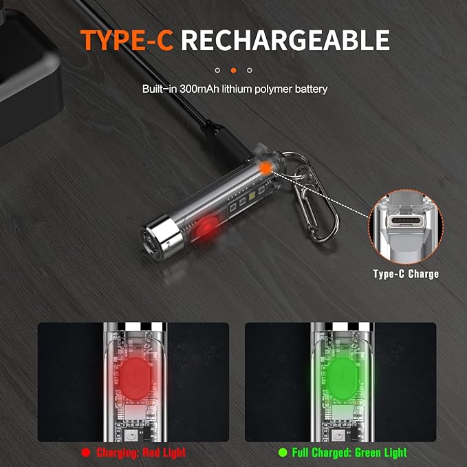 NICRON K11 Rechargeable Keychain Flashlight Lightweight,400 Hight Lumen with Extra 4 Sidelight, IPX4 EDC Mini Flashlight Be Used for Camping Outdoors Emergency Daiy Use