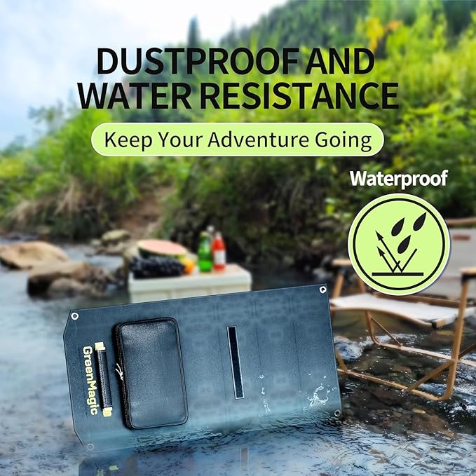 Greenmagic 40 Watt Portable Solar Battery Charger Ideal for Power Battery, Power Station, Smartwatches, Phones, Powerbank, Tablets, Laptops, Cameras, Game Consoles etc Waterproof Fast Charging