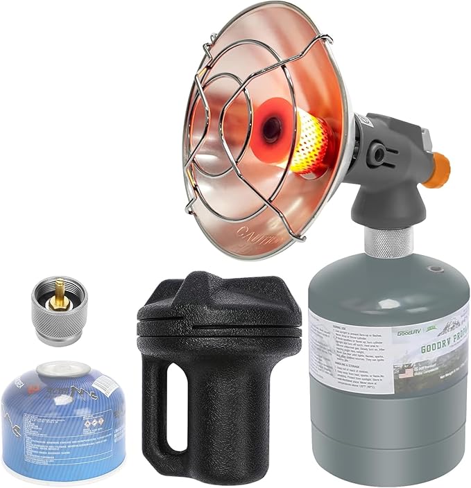 Uniflasy Tent Heater for Camping, 4,300 BTU 2 In 1 Portable Propane and Butane Heater for Camper, Hiking, Fishing, Fast Heating, Gas Saving, Light Weight, Small Outdoor Gas Heater for Winter